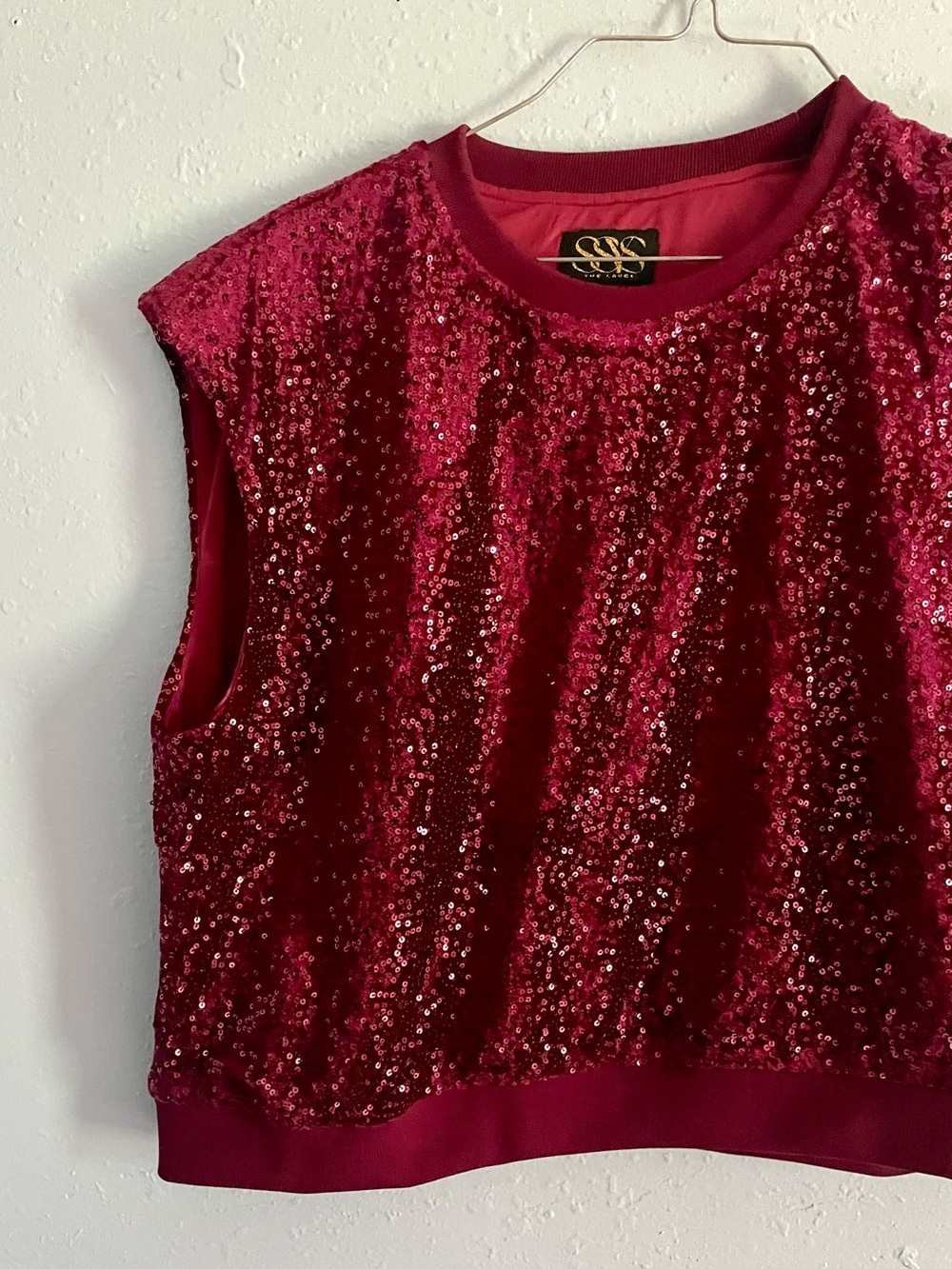 Red sequin top